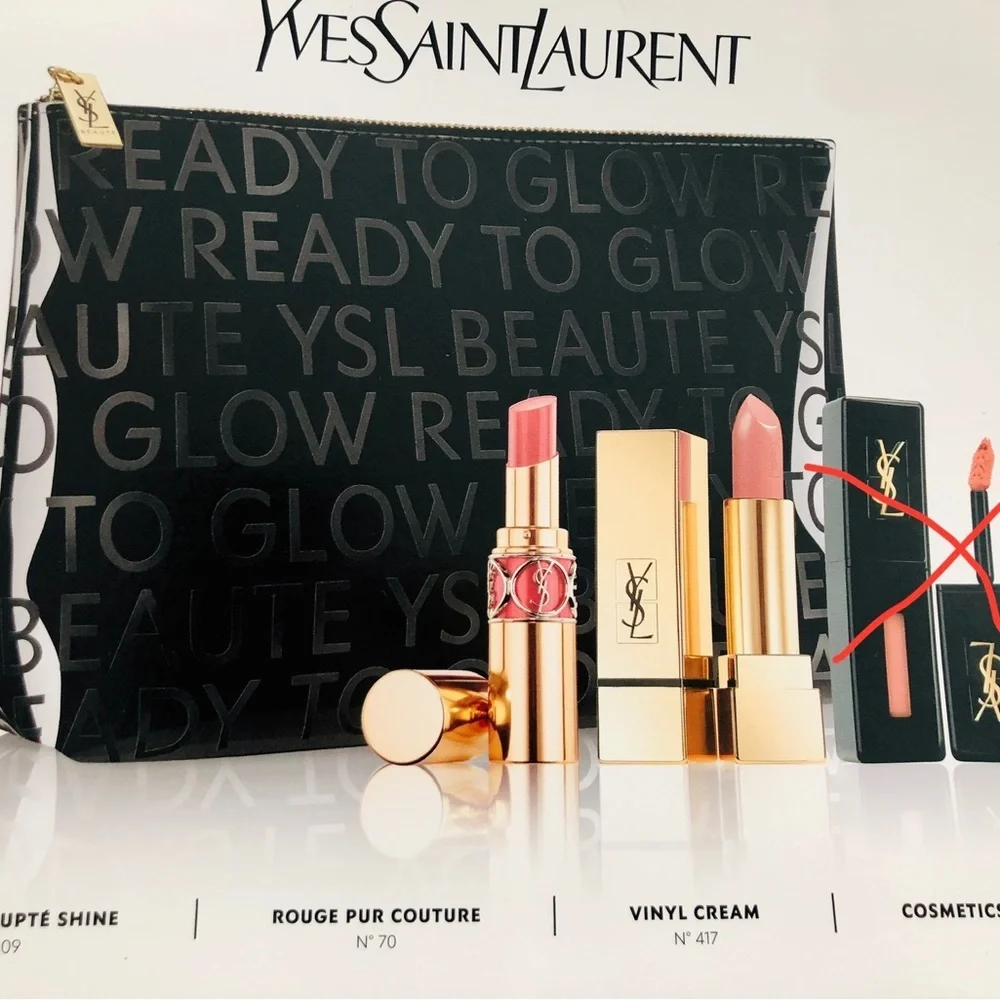 New YSL Lip Duo Full Size +Cosmetic Bag (black 417 not included)